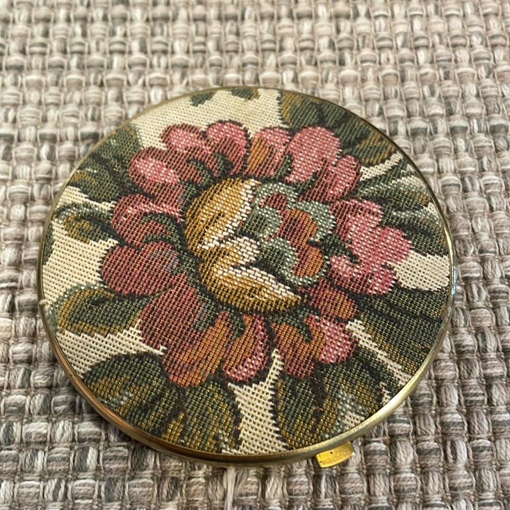 Saks Fifth Avenue Tapestry Dual Makeup Mirror Compact